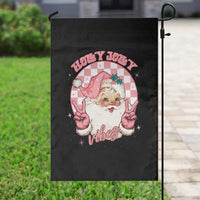 Funny Christmas Garden Flag Holly Jolly Vibes Retro Pink Santa - Wonder Print Shop