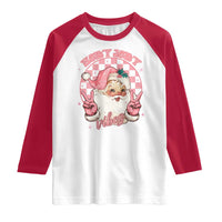 Funny Christmas Raglan Shirt Holly Jolly Vibes Retro Pink Santa - Wonder Print Shop