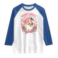 Funny Christmas Raglan Shirt Holly Jolly Vibes Retro Pink Santa - Wonder Print Shop