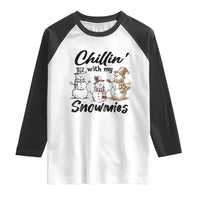 Funny Christmas Raglan Shirt Chilln' With My Snowmies Plaid Snowman - Wonder Print Shop