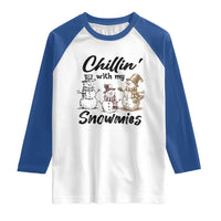 Funny Christmas Raglan Shirt Chilln' With My Snowmies Plaid Snowman - Wonder Print Shop