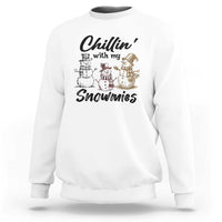 Funny Christmas Sweatshirt Chilln' With My Snowmies Plaid Snowman - Wonder Print Shop