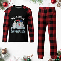 Funny Christmas Snowman Plaid Pajama Set Chillin' With My Snowmies Squad - Wonder Print Shop