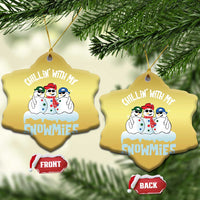 Funny Christmas Snowman Christmas Ornament Chillin' With My Snowmies Squad - Wonder Print Shop