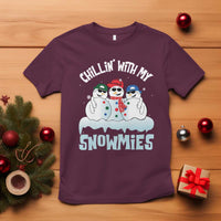 Funny Christmas Snowman T Shirt Chillin' With My Snowmies Squad - Wonder Print Shop