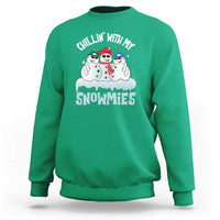Funny Christmas Snowman Sweatshirt Chillin' With My Snowmies Squad - Wonder Print Shop