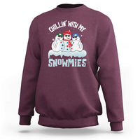 Funny Christmas Snowman Sweatshirt Chillin' With My Snowmies Squad - Wonder Print Shop