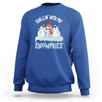 Funny Christmas Snowman Sweatshirt Chillin' With My Snowmies Squad - Wonder Print Shop