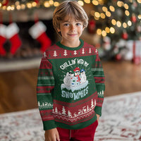 Funny Xmas Snowman Ugly Christmas Sweater Chillin' With My Snowmies Squad - Wonder Print Shop