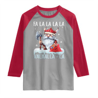 Viking Christmas Raglan Shirt Fa La La La Valhalla La Viking Santa Gnome - Wonder Print Shop