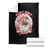 Funny Pink Christmas Retro Black Santa Throw Blanket Holly Jolly Vibes - Wonder Print Shop