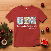 Christian Christmas T Shirt The Greatest Gift Of All Jesus Nativity Scene - Wonder Print Shop