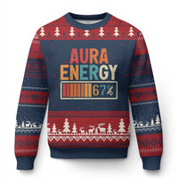 Funny Aura Energy At 67 Ugly Christmas Sweater Six Seven Meme Gen Alpha Slang - Wonder Print Shop