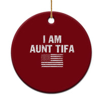 Funny I Am Aunt Tifa Ceramic Ornament Political Satire Vintage American Flag - Wonder Print Shop