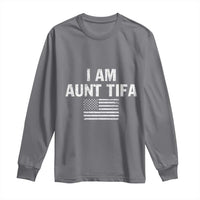 Funny I Am Aunt Tifa Long Sleeve Shirt Political Satire Vintage American Flag - Wonder Print Shop