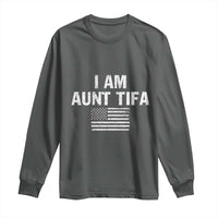 Funny I Am Aunt Tifa Long Sleeve Shirt Political Satire Vintage American Flag - Wonder Print Shop