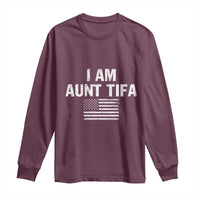 Funny I Am Aunt Tifa Long Sleeve Shirt Political Satire Vintage American Flag - Wonder Print Shop
