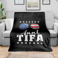 Funny Aunt Tifa Throw Blanket Political Satire American Flag Sunglasses - Wonder Print Shop
