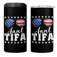 Funny Aunt Tifa 4 in 1 Can Cooler Tumbler Political Satire American Flag Sunglasses - Wonder Print Shop