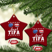 Funny Aunt Tifa Ceramic Ornament Political Satire American Flag Sunglasses - Wonder Print Shop