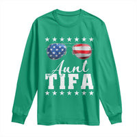 Funny Aunt Tifa Long Sleeve Shirt Political Satire American Flag Sunglasses - Wonder Print Shop