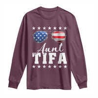 Funny Aunt Tifa Long Sleeve Shirt Political Satire American Flag Sunglasses - Wonder Print Shop