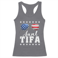 Funny Aunt Tifa Racerback Tank Top Political Satire American Flag Sunglasses - Wonder Print Shop