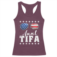 Funny Aunt Tifa Racerback Tank Top Political Satire American Flag Sunglasses - Wonder Print Shop