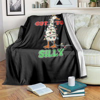 Funny Christmas Silly Goose Throw Blanket Got Too Silly Goose Pun Humor Xmas Tree - Wonder Print Shop