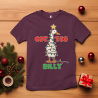Funny Christmas Silly Goose T Shirt Got Too Silly Goose Pun Humor Xmas Tree - Wonder Print Shop