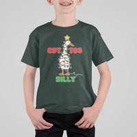 Funny Christmas Silly Goose T Shirt For Kid Got Too Silly Goose Pun Humor Xmas Tree - Wonder Print Shop