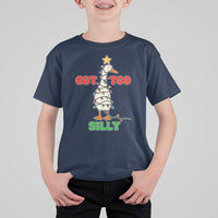Funny Christmas Silly Goose T Shirt For Kid Got Too Silly Goose Pun Humor Xmas Tree - Wonder Print Shop