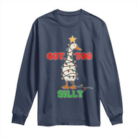 Funny Christmas Silly Goose Long Sleeve Shirt Got Too Silly Goose Pun Humor Xmas Tree - Wonder Print Shop