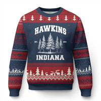 Funny Hawkins Sci Fi Lover Ugly Christmas Sweater Indiana Strangers Pine Tree - Wonder Print Shop