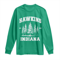 Funny Hawkins Sci Fi Lover Long Sleeve Shirt Indiana Strangers Pine Tree - Wonder Print Shop