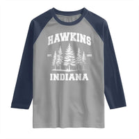 Funny Hawkins Sci Fi Lover Raglan Shirt Indiana Strangers Pine Tree - Wonder Print Shop