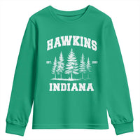 Funny Hawkins Sci Fi Lover Youth Sweatshirt Indiana Strangers Pine Tree - Wonder Print Shop