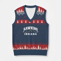 Funny Stranger Xmas V-Neck Knit Sweater Vest Hawkins Xmas Lights - Wonder Print Shop