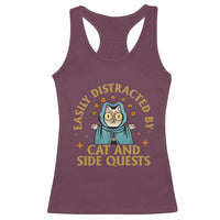 Funny Easily Distracted By Cats And Side Quests Racerback Tank Top RPG Tabletop Gamer - Wonder Print Shop