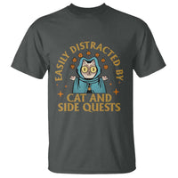Funny Easily Distracted By Cats And Side Quests T Shirt RPG Tabletop Gamer - Wonder Print Shop