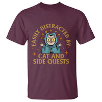 Funny Easily Distracted By Cats And Side Quests T Shirt RPG Tabletop Gamer - Wonder Print Shop