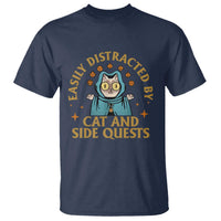 Funny Easily Distracted By Cats And Side Quests T Shirt RPG Tabletop Gamer - Wonder Print Shop