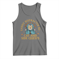 Funny Easily Distracted By Cats And Side Quests Tank Top RPG Tabletop Gamer - Wonder Print Shop