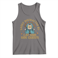 Funny Easily Distracted By Cats And Side Quests Tank Top RPG Tabletop Gamer - Wonder Print Shop