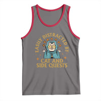 Funny Easily Distracted By Cats And Side Quests Tank Top RPG Tabletop Gamer - Wonder Print Shop