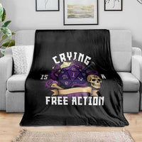 Funny RPG Gamer Crying Is A Free Action Throw Blanket Vintage D20 Side Quests Tabletop - Wonder Print Shop