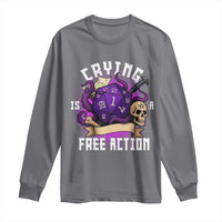 Funny RPG Gamer Crying Is A Free Action Long Sleeve Shirt Vintage D20 Side Quests Tabletop - Wonder Print Shop