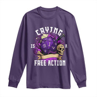 Funny RPG Gamer Crying Is A Free Action Long Sleeve Shirt Vintage D20 Side Quests Tabletop - Wonder Print Shop