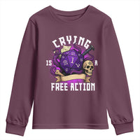Funny RPG Gamer Crying Is A Free Action Youth Sweatshirt Vintage D20 Side Quests Tabletop - Wonder Print Shop