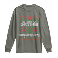 All I Want For Christmas Is A New President Long Sleeve Shirt Funny Xmas Political Satire - Wonder Print Shop
